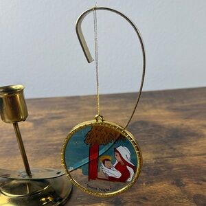 Silent Night Gold and Blue Holiday Ornament